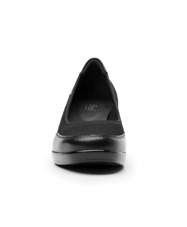 Zapato De Confort Flexi Con Cuña De Alto Brillo - 45215 Negro