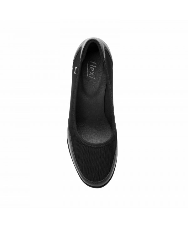 Zapato De Confort Flexi Con Cuña De Alto Brillo - 45215 Negro